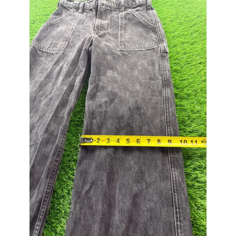GAP Teen Girls Sz 14 Wide Stride Jeans Black Check Low Rise Wide Leg Denim Pants